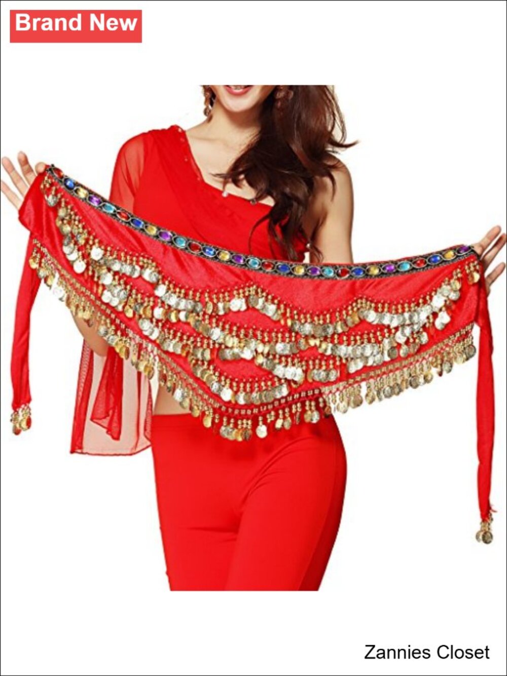 ✨ Belly Dance Hip Scarf Wrap Skirt with Gold Coins